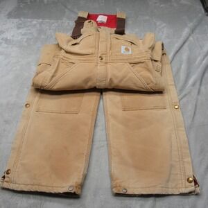 Carhartt Bibs Men 32x30 Tan Duck Canvas Quilt Lined Overalls Double Knee VTG USA